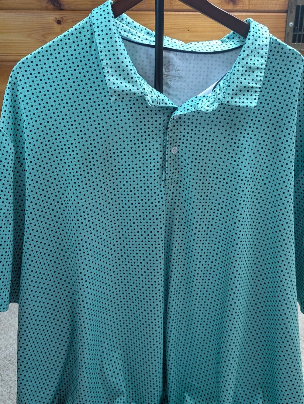 Men's 4xl Performance Light Green Polka Dot Polo Shirt